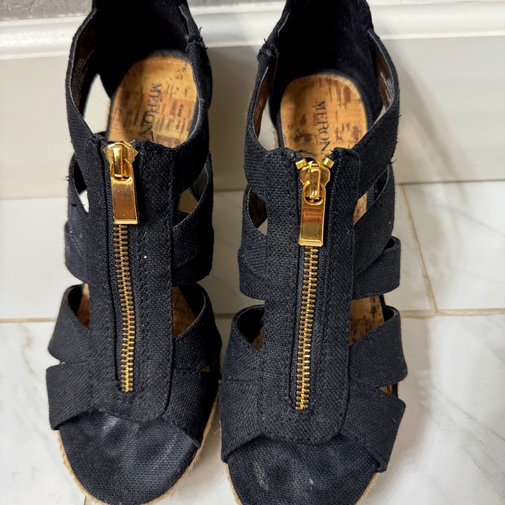 Merona Open Toe Black Espadrille Sandals - Size 8
